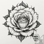 Apocalyptic rose with steel petals, concept a… – tattoo sketch (№1753581286_0, 27.07.2025 01:54) — tattoovalue.net