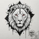 Astral lion prowling on shattered moon, artis… – tattoo sketch (№1753582101_0, 27.07.2025 02:08) — tattoovalue.net