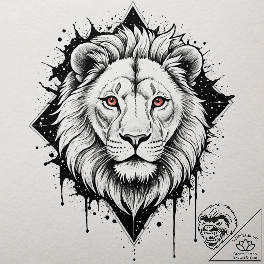 Astral lion prowling on shattered moon, artis... - tattoo sketch (№1753582101_0, 27.07.2025 02:08) — tattoovalue.net