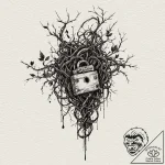 Locked vines strangling relic, ink illustrati… – tattoo sketch (№1753582914_0, 27.07.2025 02:21) — tattoovalue.net