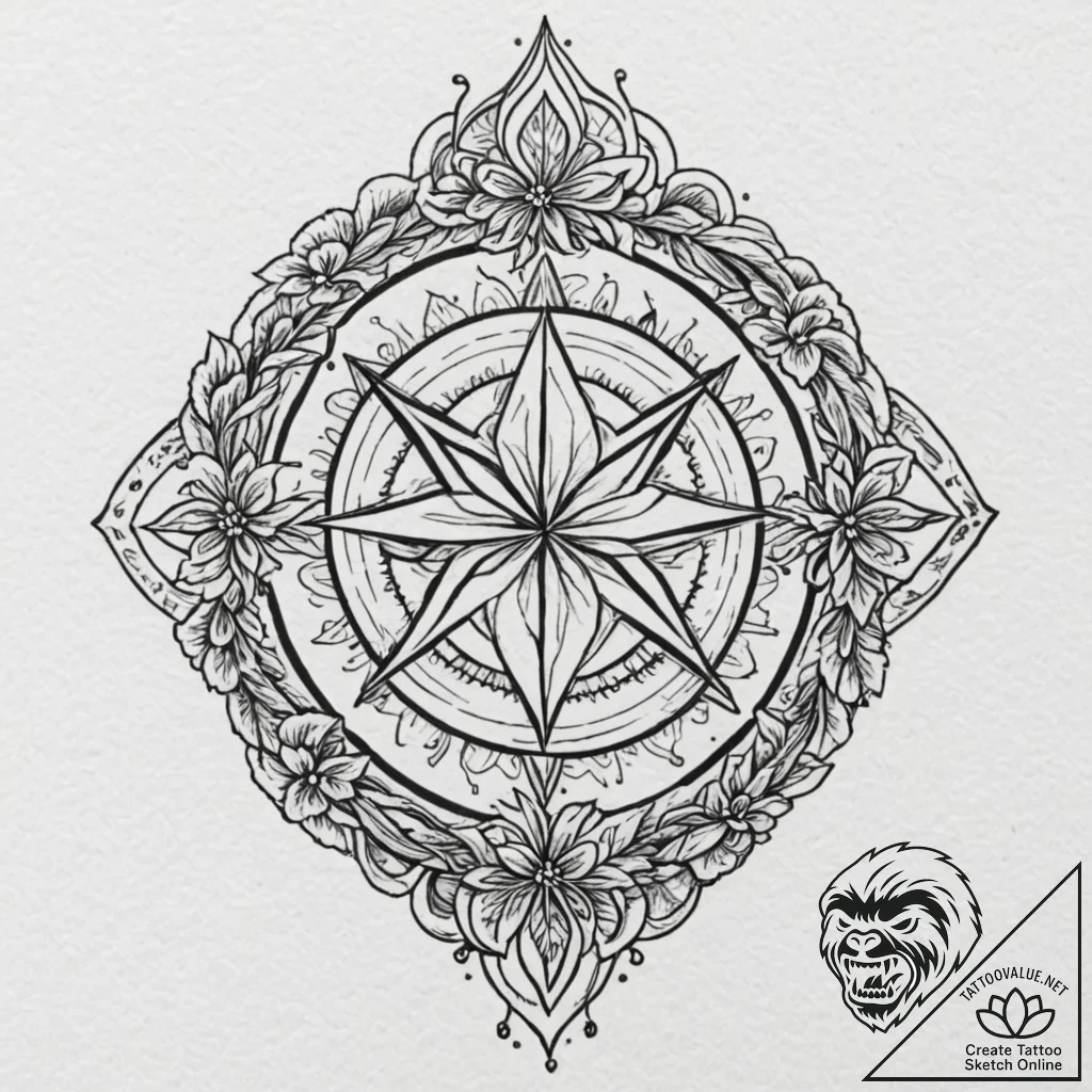 Molten sigil beneath frozen bloom, concept ar... - tattoo sketch (№1753583109_0, 27.07.2025 02:25) — tattoovalue.net