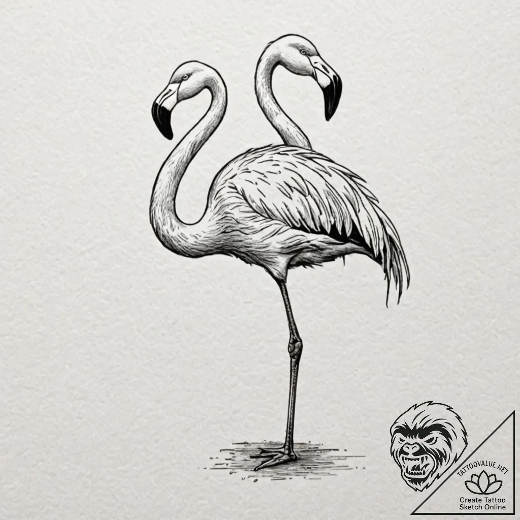 Yard flamingo, plastic and cheap, but with a... - tattoo sketch (№1753583328_0, 27.07.2025 02:28) — tattoovalue.net