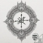 Keystone cracked with runes, tattoo flash she… – tattoo sketch (№1753584155_0, 27.07.2025 02:42) — tattoovalue.net
