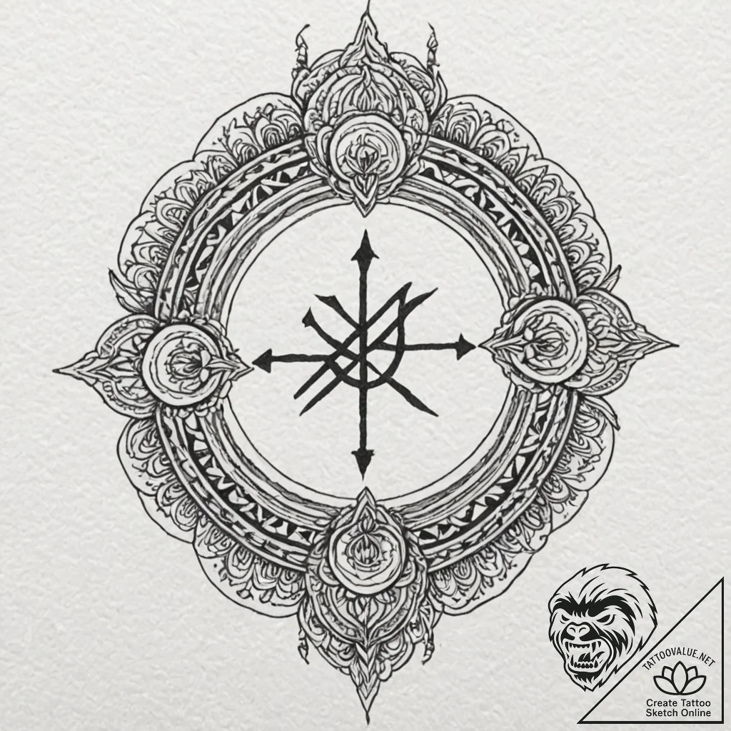 Keystone cracked with runes, tattoo flash she... - tattoo sketch (№1753584155_0, 27.07.2025 02:42) — tattoovalue.net
