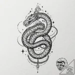 Astral serpent with starlight scales, ink ill… – tattoo sketch (№1753584550_0, 27.07.2025 02:49) — tattoovalue.net