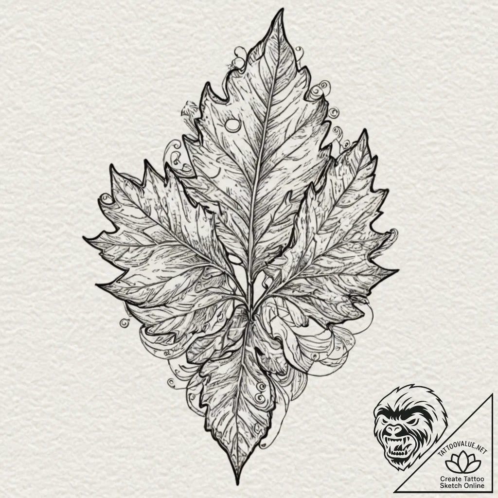 Oak leaf and acorn, symbolizing strength from... - tattoo sketch (№1753584760_0, 27.07.2025 02:52) — tattoovalue.net