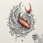 Koi fish leaping through ice, tattoo flash sh… – tattoo sketch (№1753584965_0, 27.07.2025 02:56) — tattoovalue.net