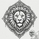 Door knocker, ornate and lion-headed, on a so… – tattoo sketch (№1753585984_0, 27.07.2025 03:13) — tattoovalue.net