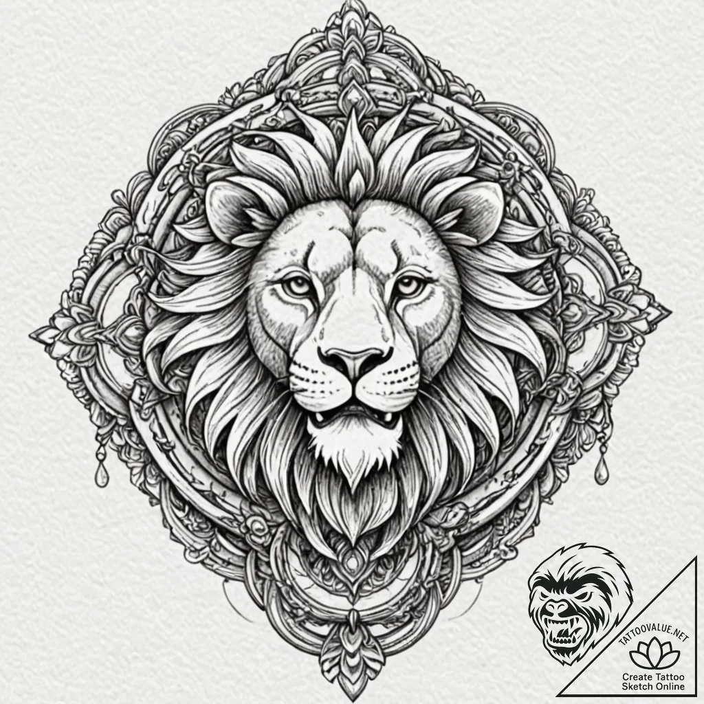 Door knocker, ornate and lion-headed, on a so... - tattoo sketch (№1753585984_0, 27.07.2025 03:13) — tattoovalue.net