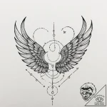 Hollow wings beneath celestial gate, tattoo d… – tattoo sketch (№1753586606_0, 27.07.2025 03:23) — tattoovalue.net