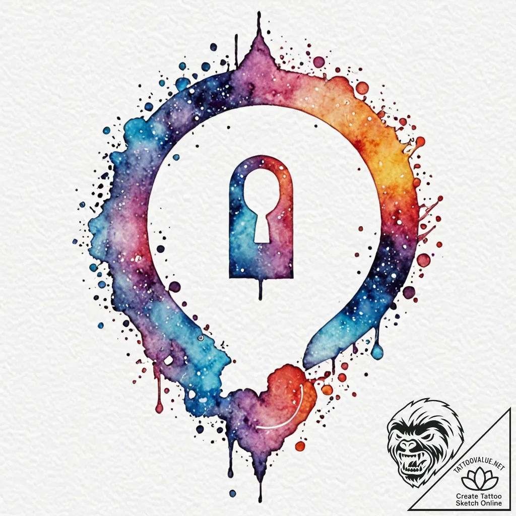 A key unlocking a galaxy in a keyhole, tattoo... - tattoo sketch (№1753586803_0, 27.07.2025 03:26) — tattoovalue.net