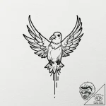 A whimsical bird in a hand, small,, tattoo fl… – tattoo sketch (№1753587423_0, 27.07.2025 03:37) — tattoovalue.net