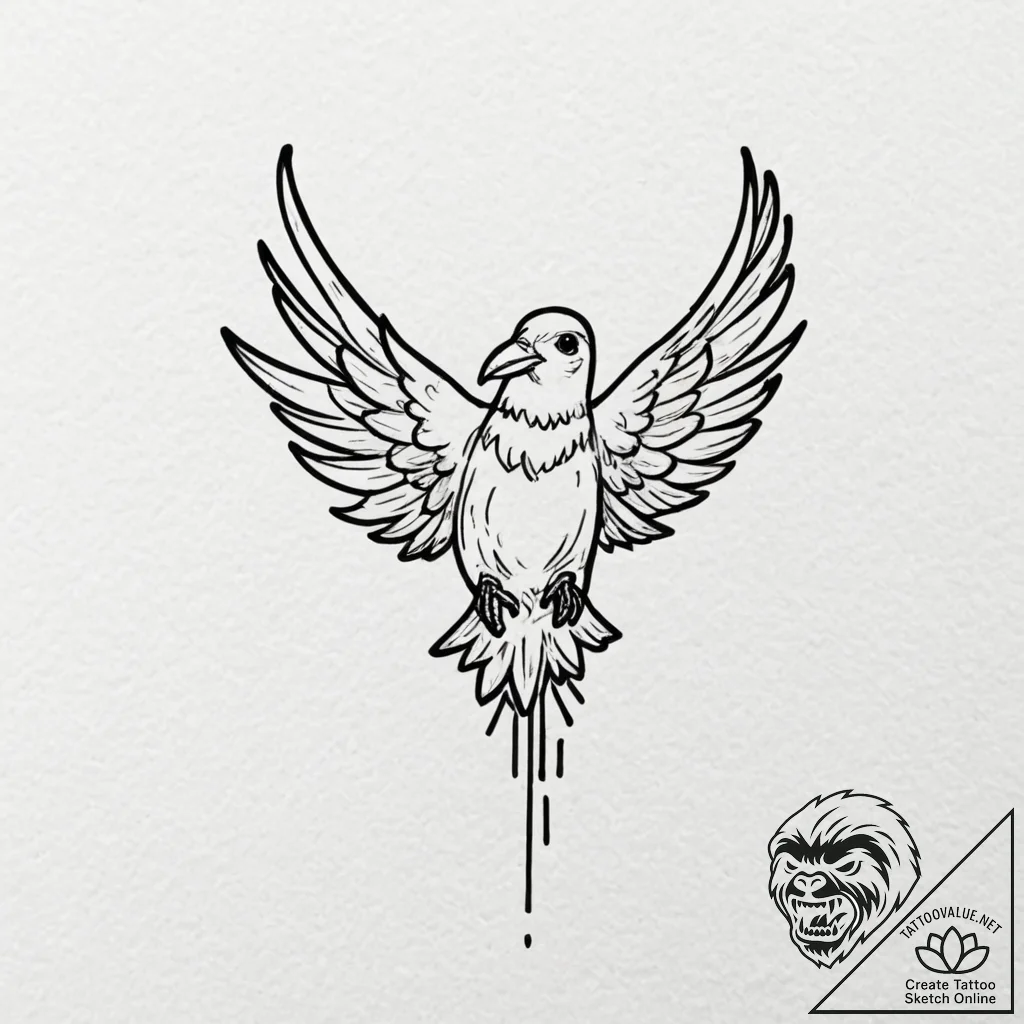 A whimsical bird in a hand, small,, tattoo fl... - tattoo sketch (№1753587423_0, 27.07.2025 03:37) — tattoovalue.net