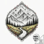 Mountain path through spectral mist, tattoo s… – tattoo sketch (№1753587828_0, 27.07.2025 03:43) — tattoovalue.net