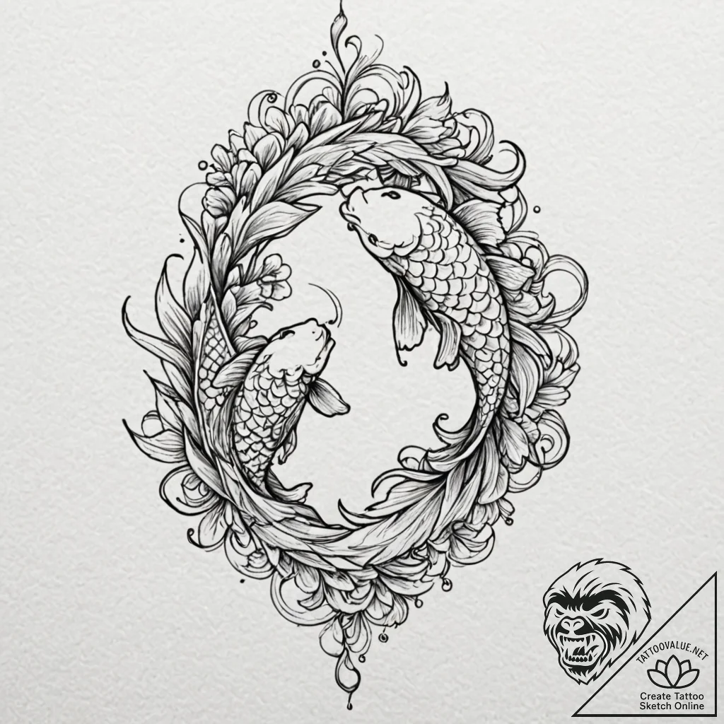 Koi, tattoo sketch design, professional artwo... - tattoo sketch (№1753588050_0, 27.07.2025 03:47) — tattoovalue.net