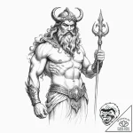 Poseidon – tattoo sketch (№1753588256_0, 27.07.2025 03:50) — tattoovalue.net
