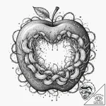 Apple rotting with worms, concept art for tat… – tattoo sketch (№1753588863_0, 27.07.2025 04:01) — tattoovalue.net