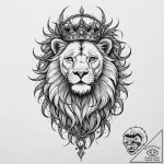 Ashen lion with crown of thorns, tattoo drawi… – tattoo sketch (№1753589056_0, 27.07.2025 04:04) — tattoovalue.net