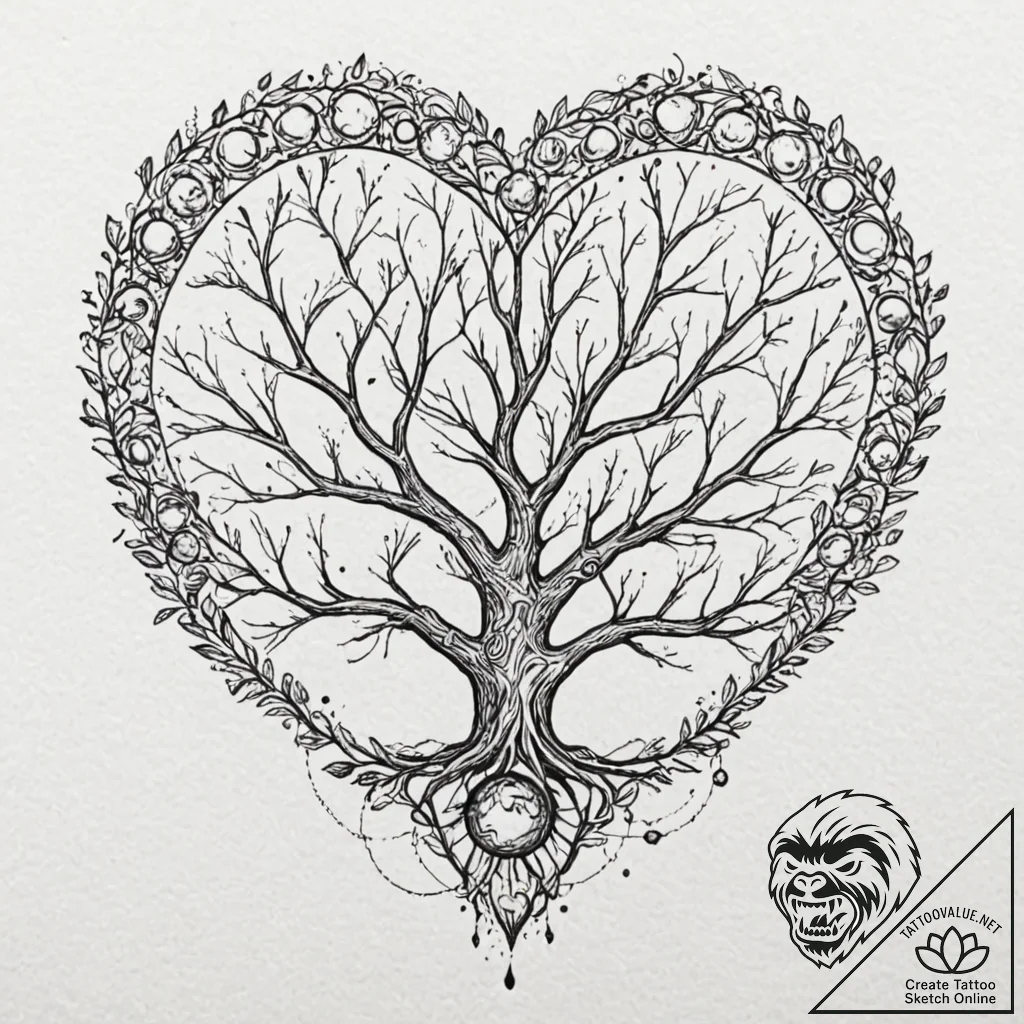 Tree of life, its branches holding planets an... - tattoo sketch (№1753589658_0, 27.07.2025 04:14) — tattoovalue.net
