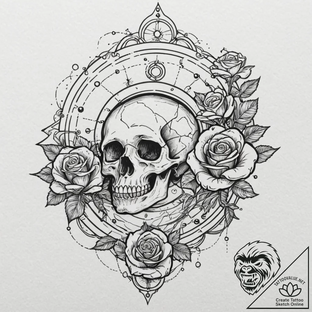 Astrolabe with constellations traced in delic... - tattoo sketch (№1753589867_0, 27.07.2025 04:17) — tattoovalue.net