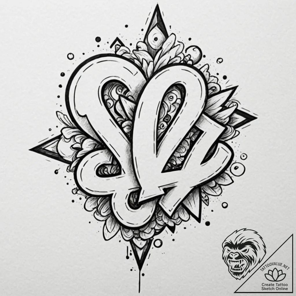 Q, tattoo drawing outline, black and white sk... - tattoo sketch (№1753590281_0, 27.07.2025 04:24) — tattoovalue.net