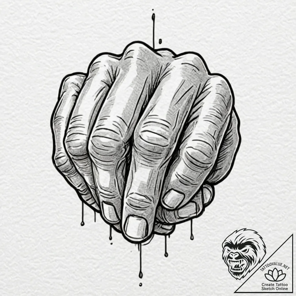 Brawler's knuckles, scarred and wrapped in ro... - tattoo sketch (№1753591091_0, 27.07.2025 04:38) — tattoovalue.net