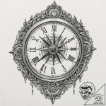 A detailed broken antique clock, stopped,, ta… – tattoo sketch (№1753591292_0, 27.07.2025 04:41) — tattoovalue.net