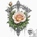 Harrowed rose beneath bone gate, tattoo sketc… – tattoo sketch (№1753592524_0, 27.07.2025 05:02) — tattoovalue.net