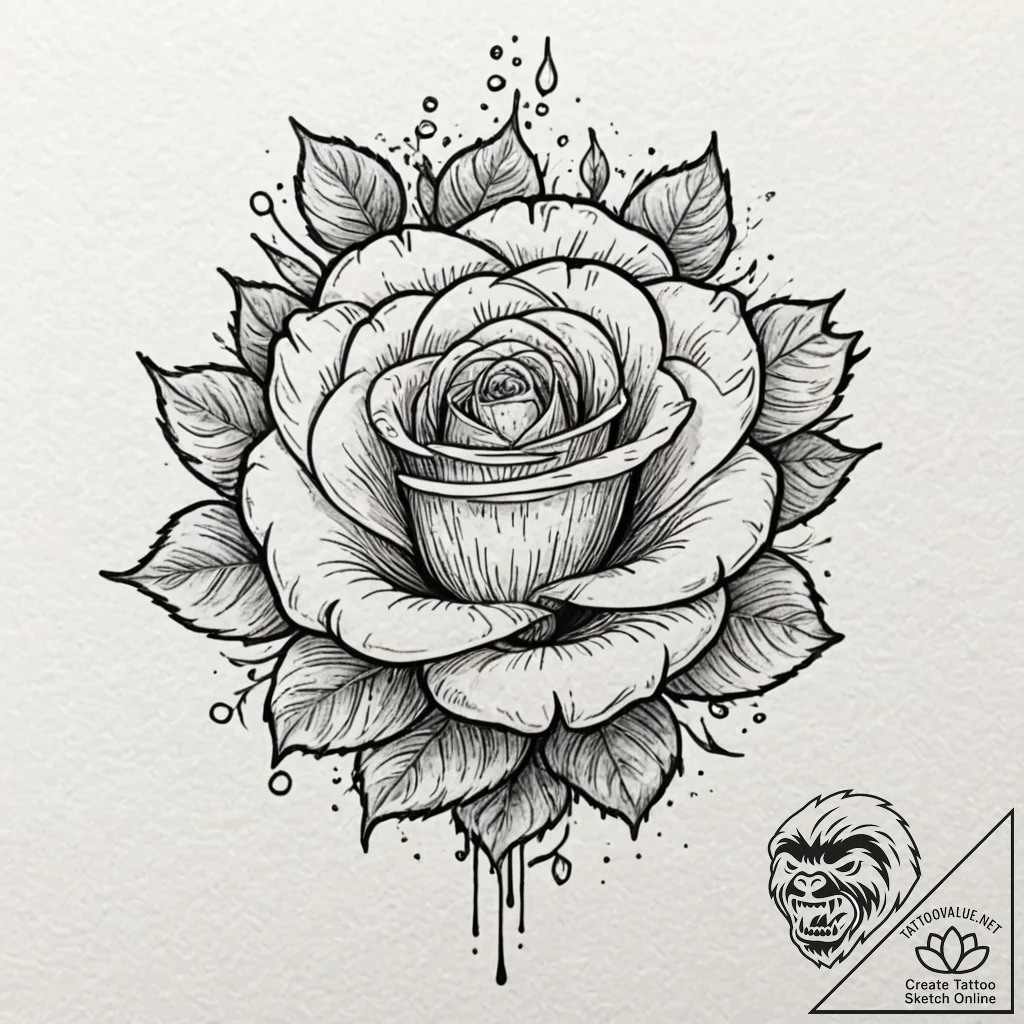 Rose petals falling through mist, tattoo sket... - tattoo sketch (№1753592909_0, 27.07.2025 05:08) — tattoovalue.net