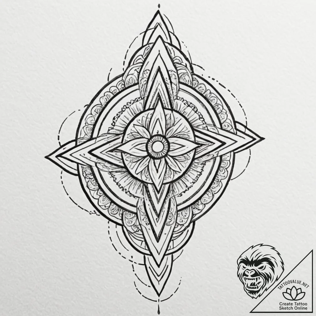 Trident piercing ancient seal, tattoo drawing... - tattoo sketch (№1753593101_0, 27.07.2025 05:11) — tattoovalue.net