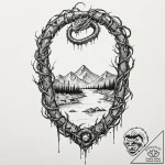 Quartz serpent beneath shattered gate, tattoo… – tattoo sketch (№1753593294_0, 27.07.2025 05:14) — tattoovalue.net