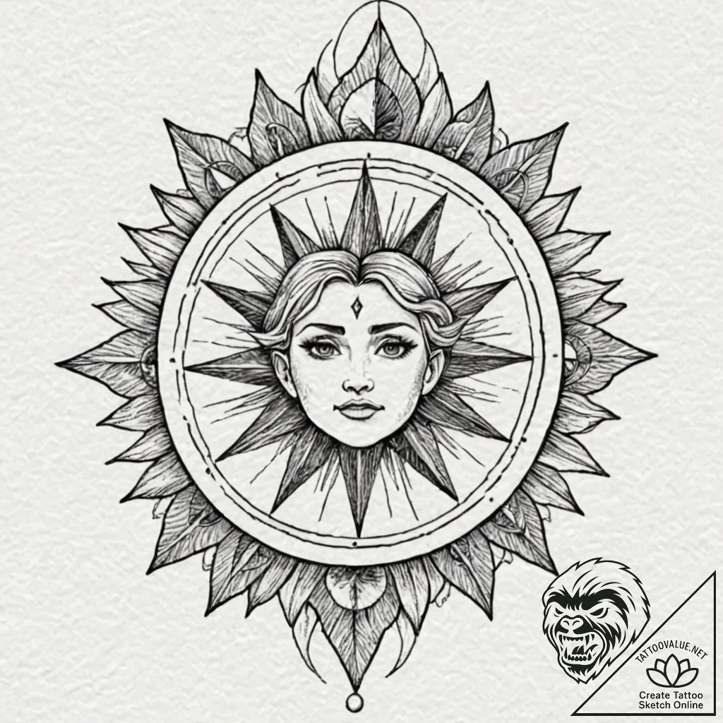 Frozen crown beneath eclipsed sun, tattoo ske... - tattoo sketch (№1753593873_0, 27.07.2025 05:24) — tattoovalue.net