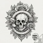 Machinist’s caliper measuring a gear, with pe… – tattoo sketch (№1753594065_0, 27.07.2025 05:27) — tattoovalue.net