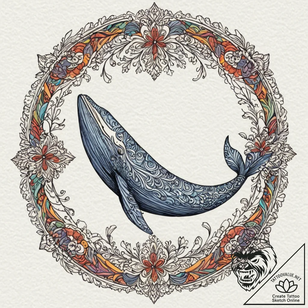 Whale, tattoo sketch design, highly detailed,... - tattoo sketch (№1753594643_0, 27.07.2025 05:37) — tattoovalue.net