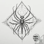 Mantis claw beneath celestial eye, tattoo lin… – tattoo sketch (№1753595221_0, 27.07.2025 05:47) — tattoovalue.net