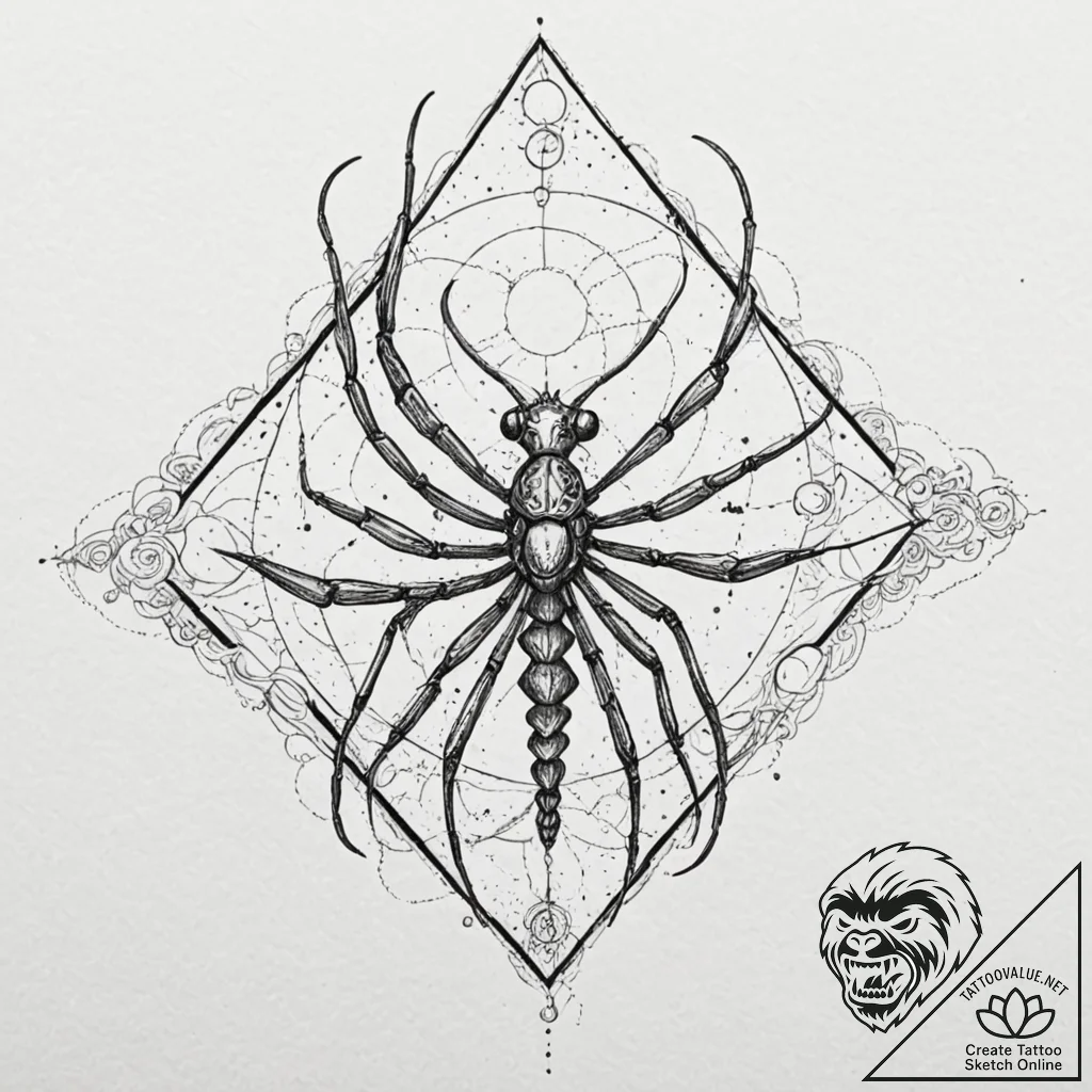 Mantis claw beneath celestial eye, tattoo lin... - tattoo sketch (№1753595221_0, 27.07.2025 05:47) — tattoovalue.net