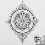 Orcish shield burned with runes, tattoo line… – tattoo sketch (№1753596201_0, 27.07.2025 06:03) — tattoovalue.net