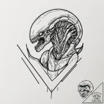 A xenomorph from alien, concept art for tatto… – tattoo sketch (№1753596597_0, 27.07.2025 06:09) — tattoovalue.net