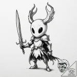 The knight from hollow knight – tattoo sketch (№1753597190_0, 27.07.2025 06:19) — tattoovalue.net