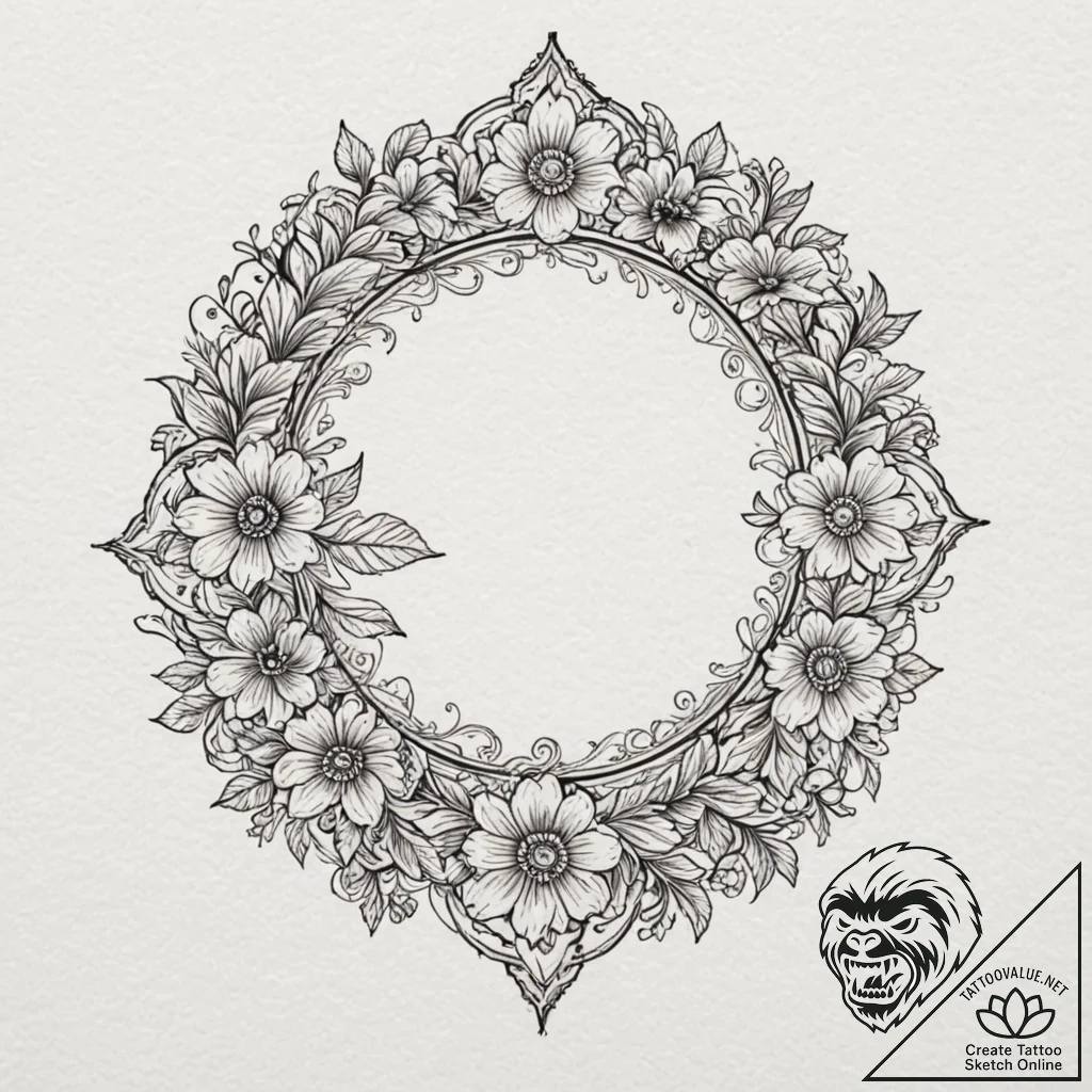 Eclipse flower blooming from ruin, concept ar... - tattoo sketch (№1753598178_0, 27.07.2025 06:36) — tattoovalue.net