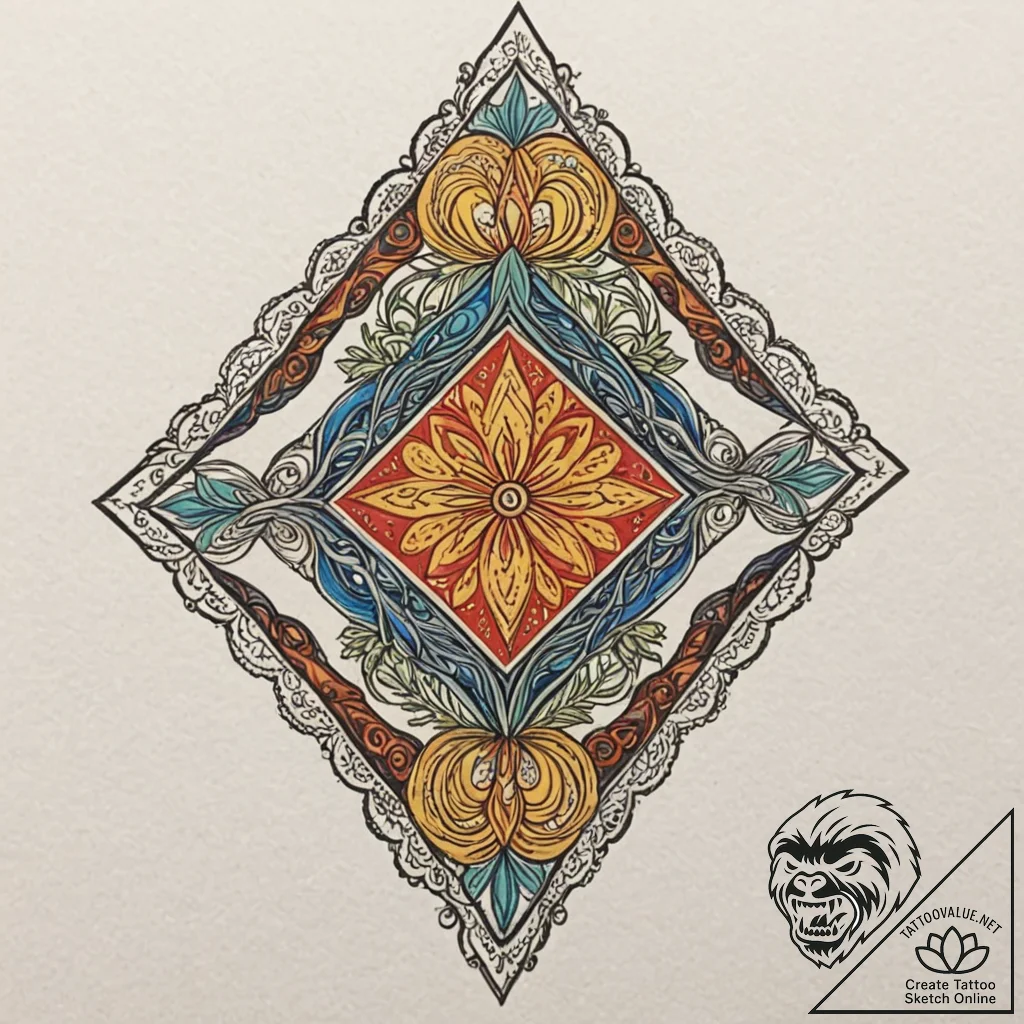 Rhombus, artistic tattoo sketch, neo traditio... - tattoo sketch (№1753598575_0, 27.07.2025 06:42) — tattoovalue.net