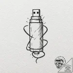 Usb stick, simple icon, tattoo drawing outlin… – tattoo sketch (№1753599168_0, 27.07.2025 06:52) — tattoovalue.net