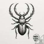 Stag beetle with its pincers replaced by hydr… – tattoo sketch (№1753599365_0, 27.07.2025 06:56) — tattoovalue.net