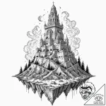 Tower of babel, unfinished and crumbling, con… – tattoo sketch (№1753599563_0, 27.07.2025 06:59) — tattoovalue.net