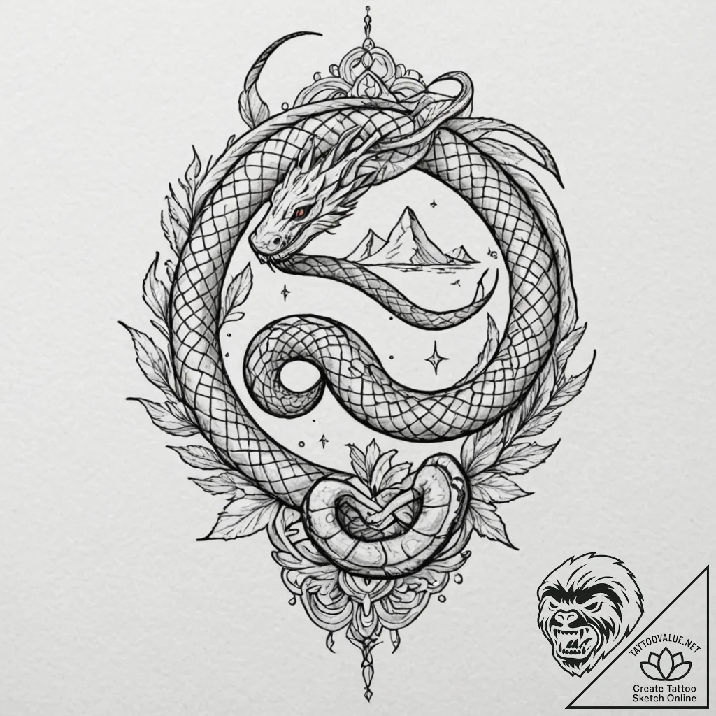 Umbra serpent weaving through void, tattoo li... - tattoo sketch (№1753600553_0, 27.07.2025 07:15) — tattoovalue.net