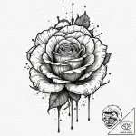 Black rose, tattoo line art, on a clean white… – tattoo sketch (№1753601348_0, 27.07.2025 07:29) — tattoovalue.net