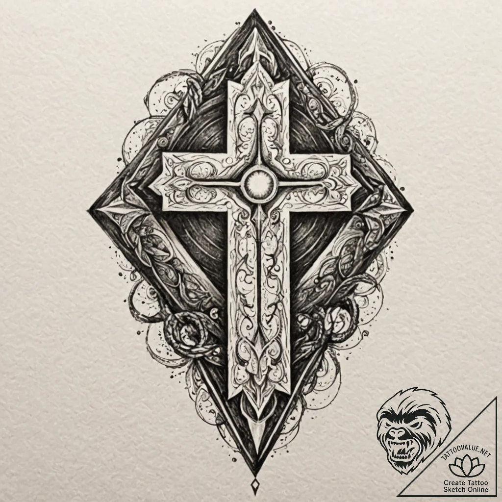 Rune stone glowing with an inner light, conce... - tattoo sketch (№1753602140_0, 27.07.2025 07:42) — tattoovalue.net