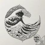 Tsunami wave in the style of hokusai, tattoo… – tattoo sketch (№1753602932_0, 27.07.2025 07:55) — tattoovalue.net