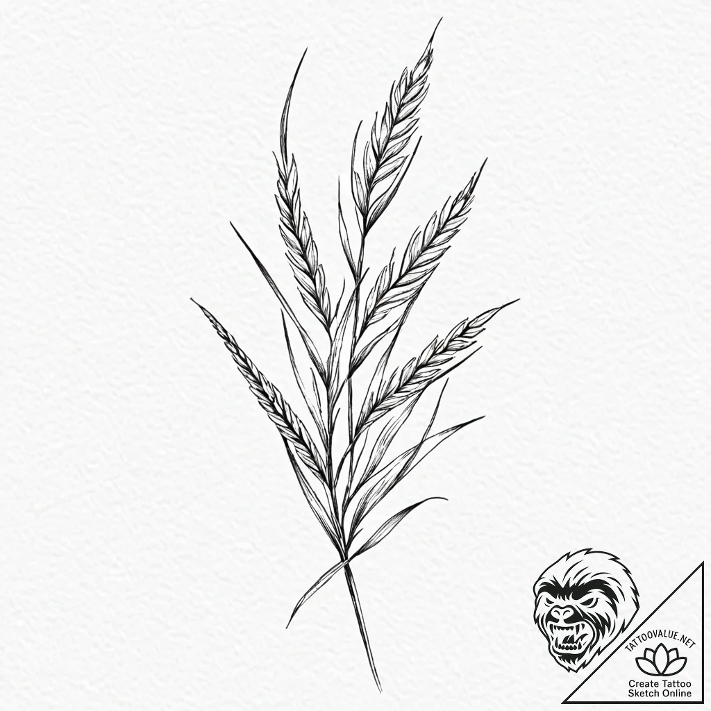 Ear of wheat, ink illustration for tattoo, sk... - tattoo sketch (№1753603130_0, 27.07.2025 07:58) — tattoovalue.net