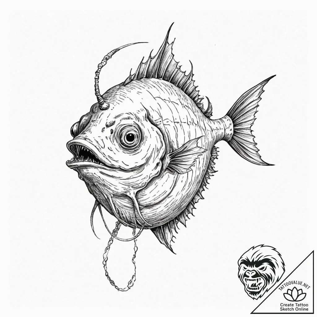 Deep-sea anglerfish - tattoo sketch (№1753603528_0, 27.07.2025 08:05) — tattoovalue.net